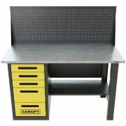 Верстак однотумбовый 5 ящиков с экраном Garopt желтый1400*700 — профессиональное автосервисное оборудование и инструменты для бизнеса