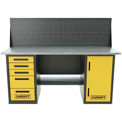 Верстак двухтумбовый дверь/5 ящиков с экраном Garopt желтый 1800*700 — профессиональное автосервисное оборудование и инструменты для бизнеса Верстак двухтумбовый дверь/5 ящиков с экраном Garopt желтый 1800*700 — профессиональное автосервисное оборудование и инструменты для бизнеса