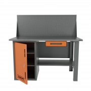 Верстак однотумбовый с ящиком и экраном 1400*700 GAROPT оранжевая