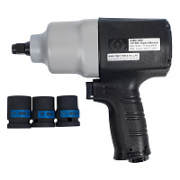 ГАЙКОВЕРТ ПНЕВМАТИЧЕСКИЙ УДАРНЫЙ 1/2", 813 НМ, КОМПОЗИТНЫЙ, В КОМПЛЕКТЕ 3 ТОРЦЕВЫЕ ГОЛОВКИ KING TONY P33461-060B