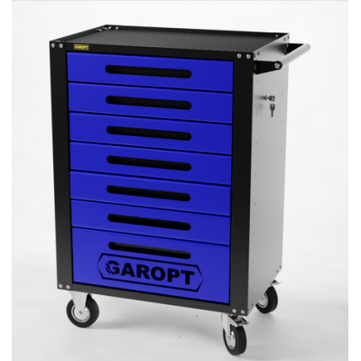 Тележка инструментальная Garopt 7 ящиков СИНЯЯ, центральный замок, увеличенные колеса, доводчики, GAROPT Серия "High", высота 1040мм Тележка инструментальная Garopt 7 ящиков СИНЯЯ, центральный замок, увеличенные колеса, доводчики, GAROPT Серия "High", высота 1040мм